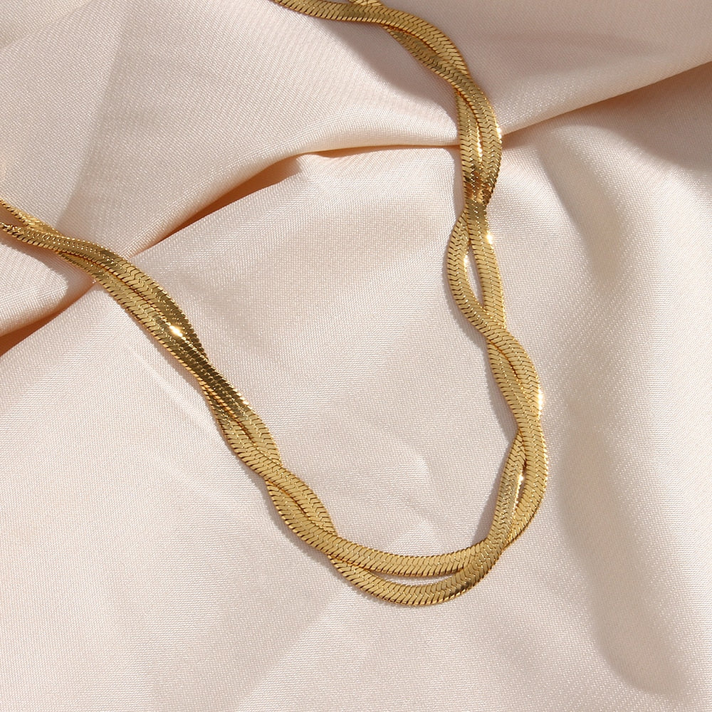 Braided 18K Gold Plated Necklace - Femerald