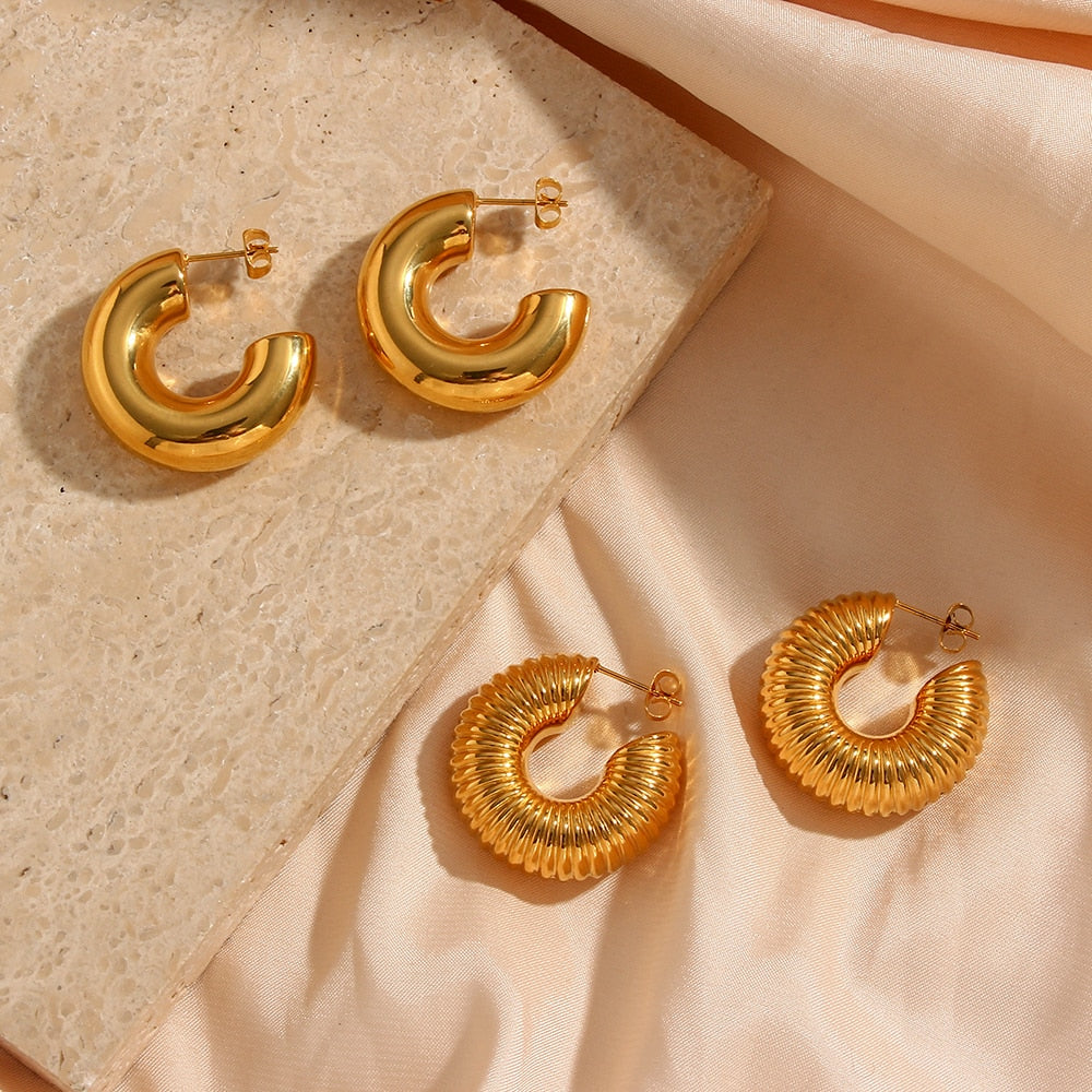 Geometric Hoop 18k Gold Plated Earring - Femerald