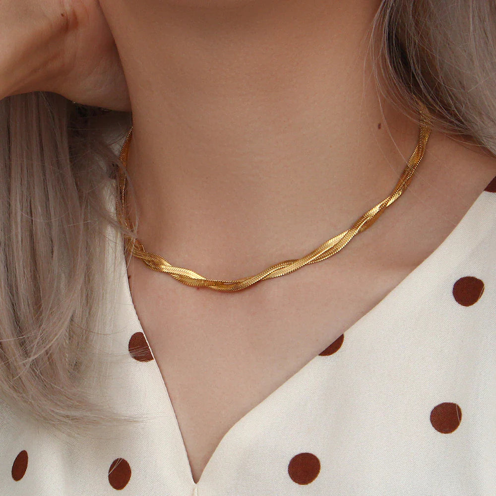Braided 18K Gold Plated Necklace - Femerald