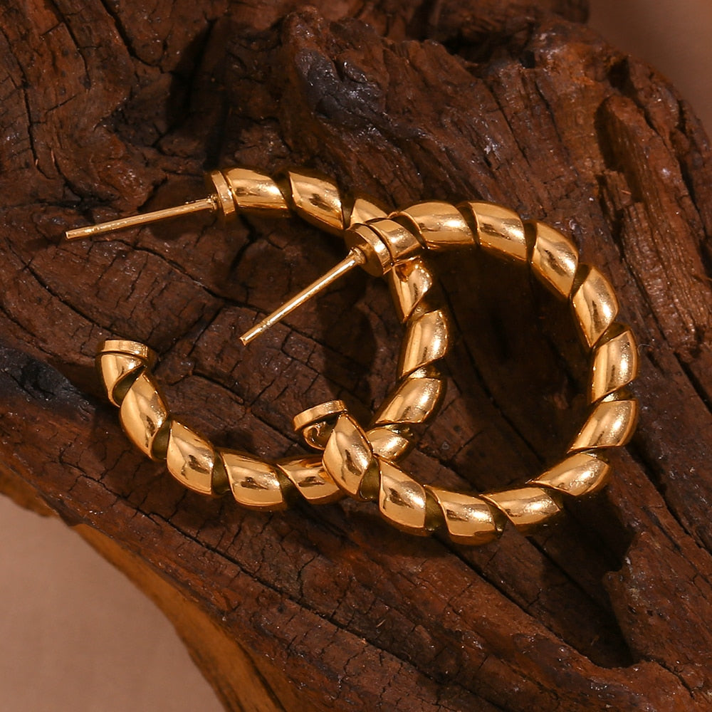 Twisted Colossus 18K Golden Plated Earring - Femerald