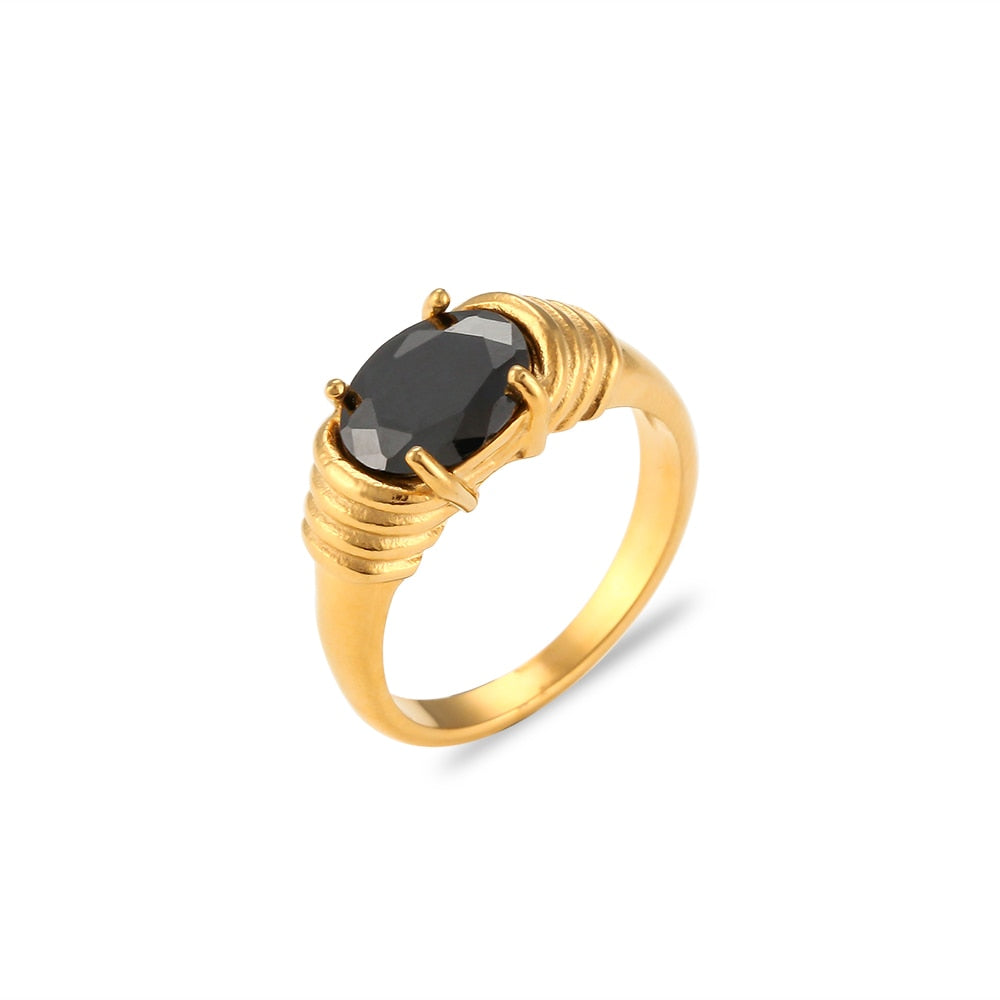 Retro Cubic Zirconia 18K Gold Plated Ring - Femerald
