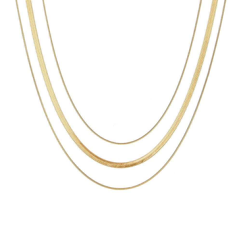 Classy Triple Layer 18K Golden Plated Necklace - Femerald